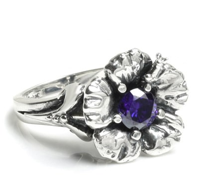 【本国オーダー・受注生産】PARADISE HIBISCUS SOLITAIRE w/ CZ CENTER