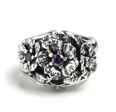 MAUI TRIPLE HIBISCUS w/ 3 CZ