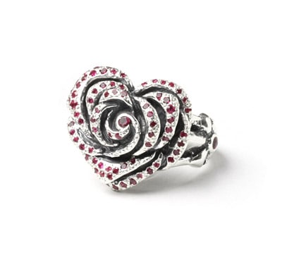 【本国オーダー・受注生産】Heart Rose with Pave CZ Center PCZ & 2Side CZ