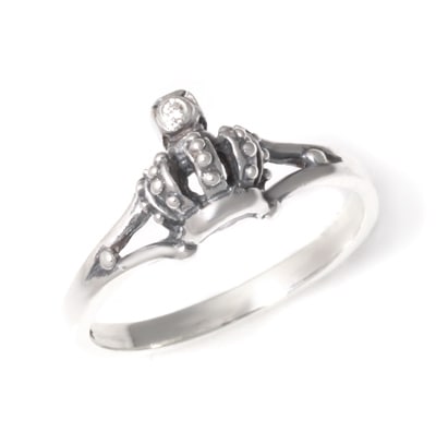 【本国オーダー・受注生産】ANGELIQUE CROWN BAND w/1 Diamond in Cross