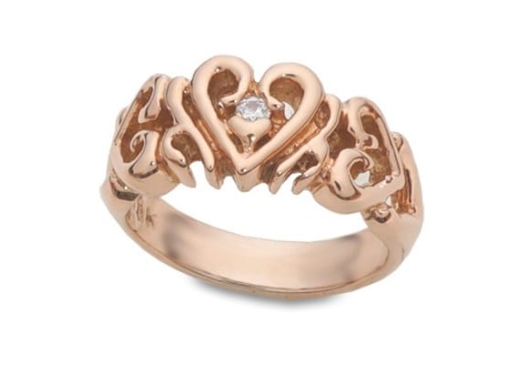 HEART BAND WITH DIAMOND 18K PINK GOLD