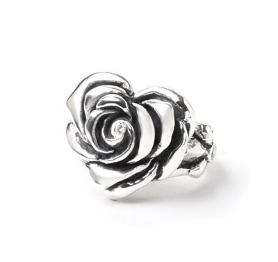 【本国オーダー・受注生産】Heart Rose with Center CZ & 2Side CZ