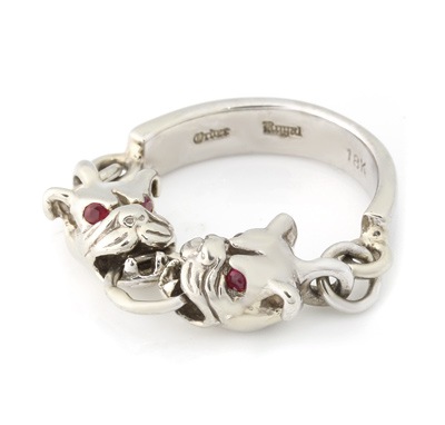  ORDERロイヤルオーダーミニピットブル ブレス SV925 ロイヤルオーダー MINI PIT BULL w/ Ruby EYES 18K WHITEGOLD