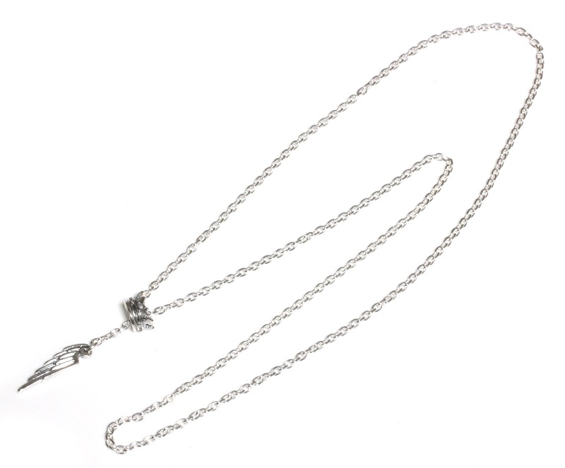 【本国オーダー・受注生産】WING CROWN NECKLACE Silver Small Oval Chain with Wing and Crown. 26”