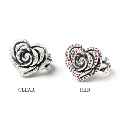 【本国オーダー・受注生産】Heart Rose with Pave CZ Center PCZ & 2Side CZ