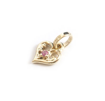 【本国オーダー・受注生産】SMALL ALLEGRA HEART W/PINK SAPPHIRE 10KGOLD