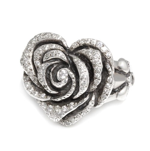 Heart Rose with Pave CZ Center PCZ & 2Side CZ
