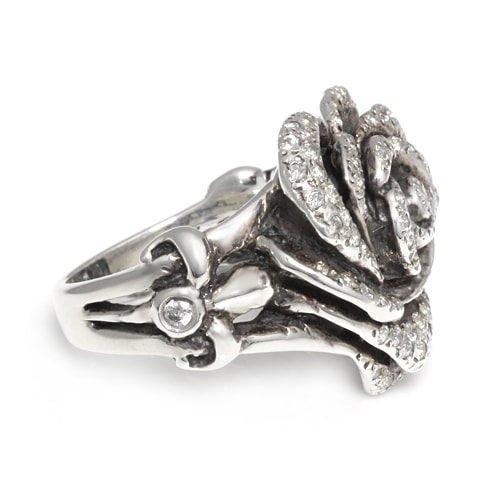 Heart Rose with Pave CZ Center PCZ & 2Side CZ