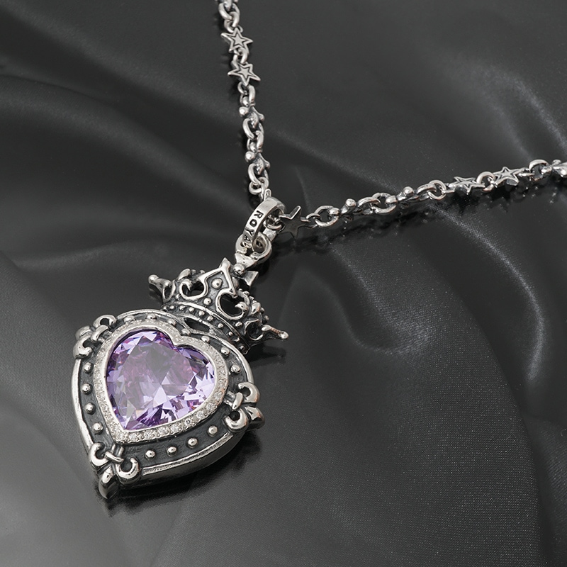 ロイヤルオーダー ラージ デミゴッド ハート ネックレス Cz ペンダント ロイヤルオーダー 【本国オーダー・受注生産】LARGE DEMI GOD HEART W