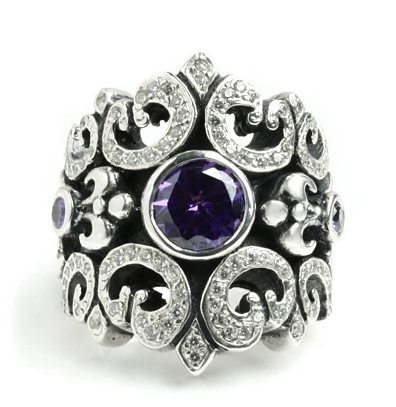New Orleans w/ Purple CZ stones and Clear Pave CZ