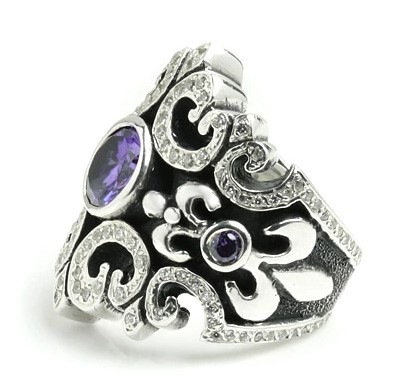 New Orleans w/ Purple CZ stones and Clear Pave CZ
