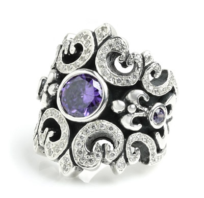 New Orleans w/ Purple CZ stones and Clear Pave CZ