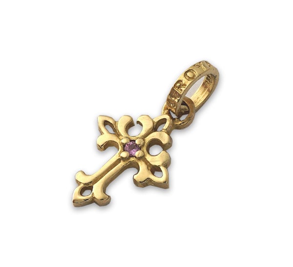 【お見積もり商品】【本国オーダー・受注生産】OPEN FDL TINY CROSS w/ PINK Sapphire 18K GOLD