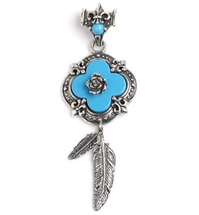 CLOVER ROSEw/TURQUOIS & FEATHERS 2,6