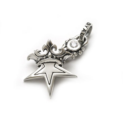 【本国オーダー・受注生産】SMALL SOLID STAR W/CROWN W/CZ JUMP RING