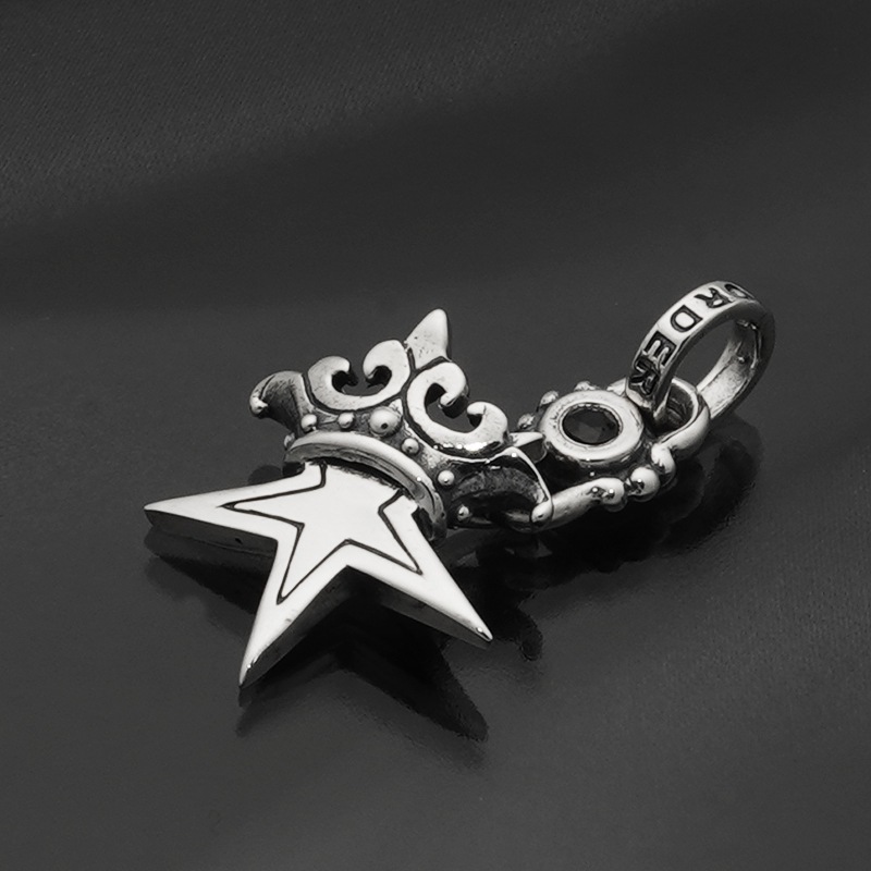 【本国オーダー・受注生産】SMALL SOLID STAR W/CROWN W/CZ JUMP RING