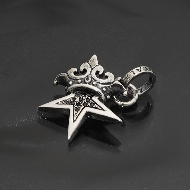 ロイヤルオーダー　ネックレス  ペンダント SMALL STAR ブラック ロイヤルオーダー SMALL STAR w CROWN w Paved CZ 詳細ページ