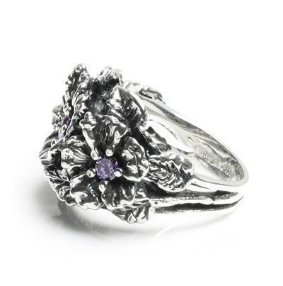 HONOLULU TRIPLE HIBISCUS & LEAVES w/ CENTER CZ