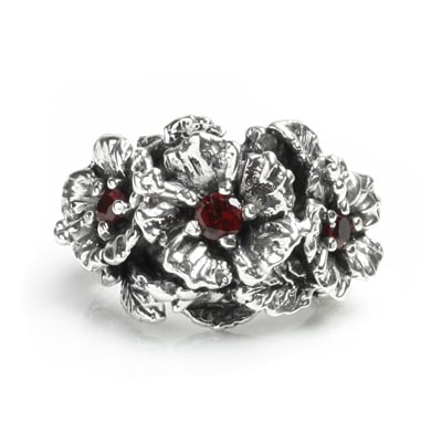 HONOLULU TRIPLE HIBISCUS & LEAVES w/ CENTER CZ