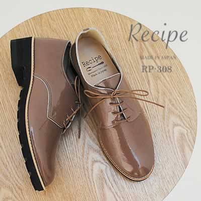 Recipe レシピ RP-308 レースアップシューズ EPBG エナメル
