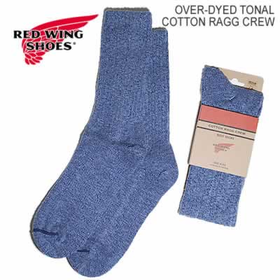 RED WING レッドウィング Over-dyed Tonal Cotton Ragg Crew オーバー・ダイド コットン ラグ クルー Blue ブルー MADE IN USAブーツ用 ソックス 靴下(97370/97650))