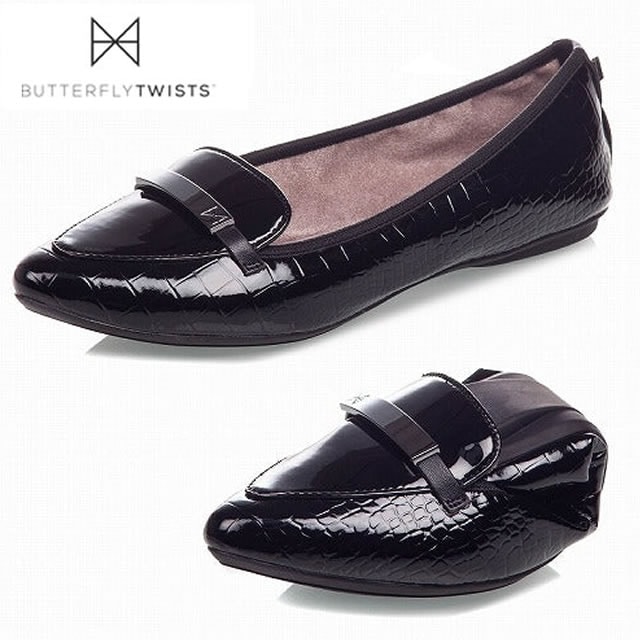BUTTERFLY TWISTS バタフライツイスト 22029N KATIA カティア BLACK ブラック　スリッポン スリップオン靴 フラットシューズ レディース シューズ 二次会 結婚式 授業参観 入学式 卒業式