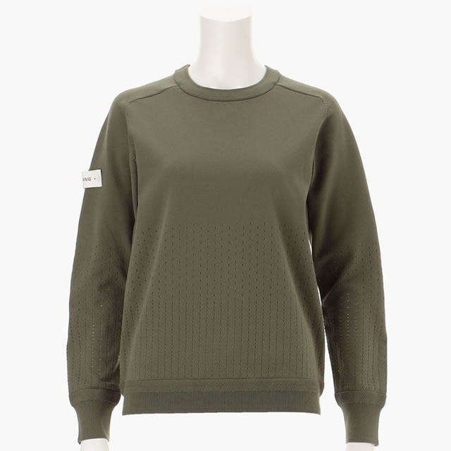 【即納】BRIEFING GOLF ブリーフィング ゴルフ WS WR MESH CREWNECK KNIT ウィメンズ メッシュ クルーネック ニット OLIVE オリーブ レディース 【正規取扱店】ルフエ ruffue
