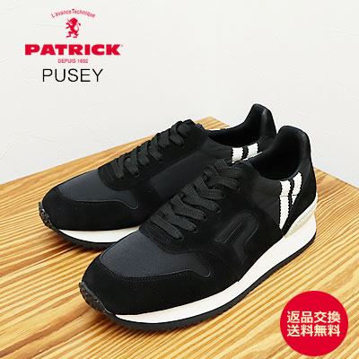 PATRICK パトリック PUSEY ピュゼー BLK ブラック 返品交換送料無料 PATRICK パトリック PUSEY ピュゼー BLK ブラック 靴 スニーカー