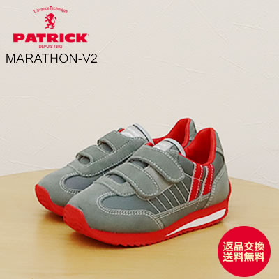 PATRICK パトリック MARATHON-V2 マラソン・ブイ2 GRY グレー ベビー インファント キッズ ベルクロ 靴 スニーカー シューズ