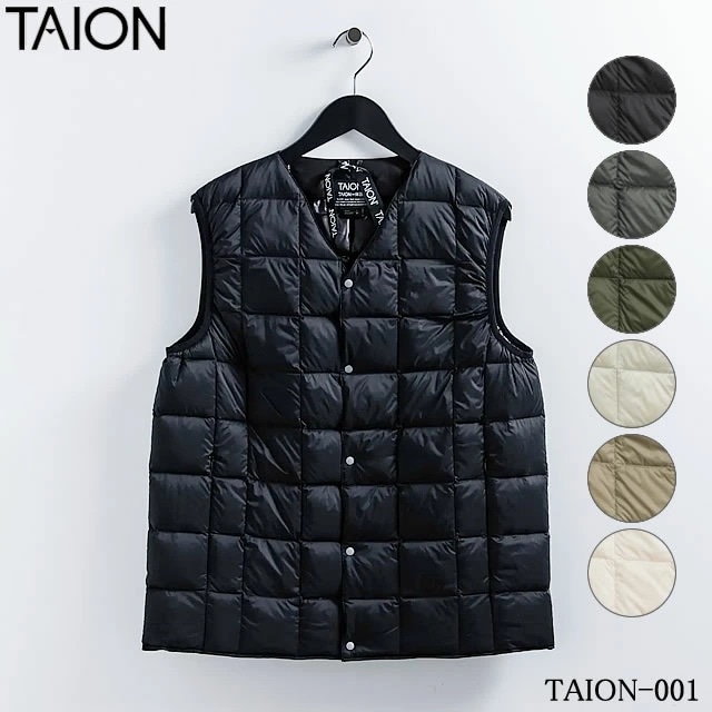 【即納】TAION タイオン MENS V-NECK DOWN VEST メンズ Vネック ダウン ベスト インナーダウン ビジネス アウター Vネックボタン インナーダウンベスト