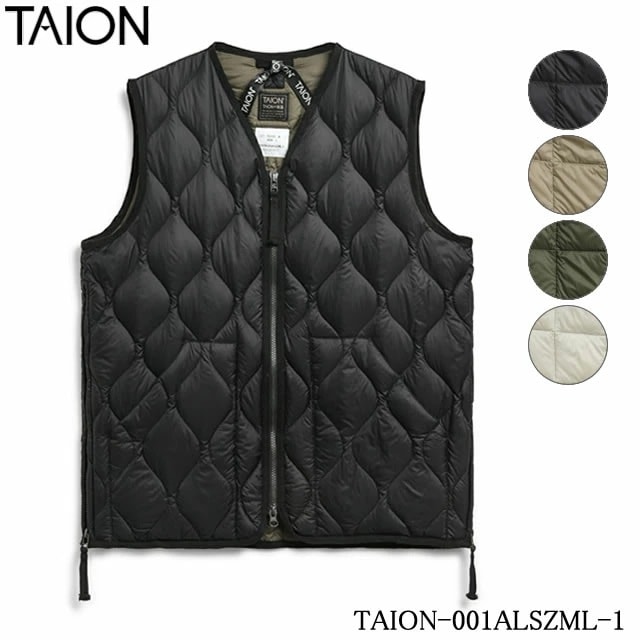 Lサイズ【UNISEX】ミリタリー Vネックジップ ダウンベスト 楽天