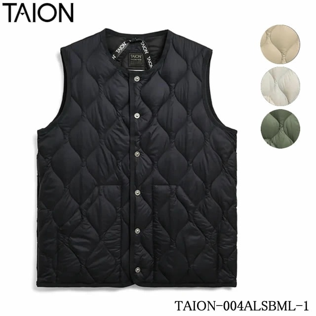 即納】TAION タイオン MILITARY CREW NECK DOWN VEST ミリタリー V
