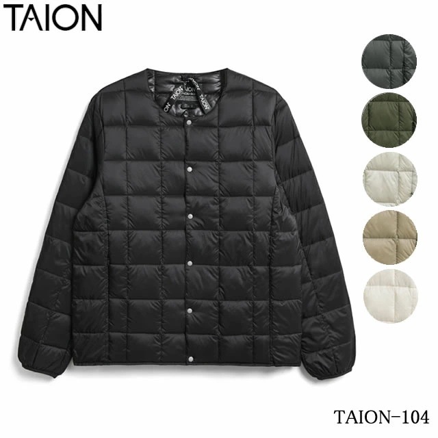 即納 TAION タイオン MENS CREW NECK DOWN JACKET メンズ クルーック ダウン ジャケット インナーダウン ベーシック クルーネックボタン インナー ユニセックス 即納】TAION タイオン MENS CREW NECK DOWN JACKET メンズ クルーック