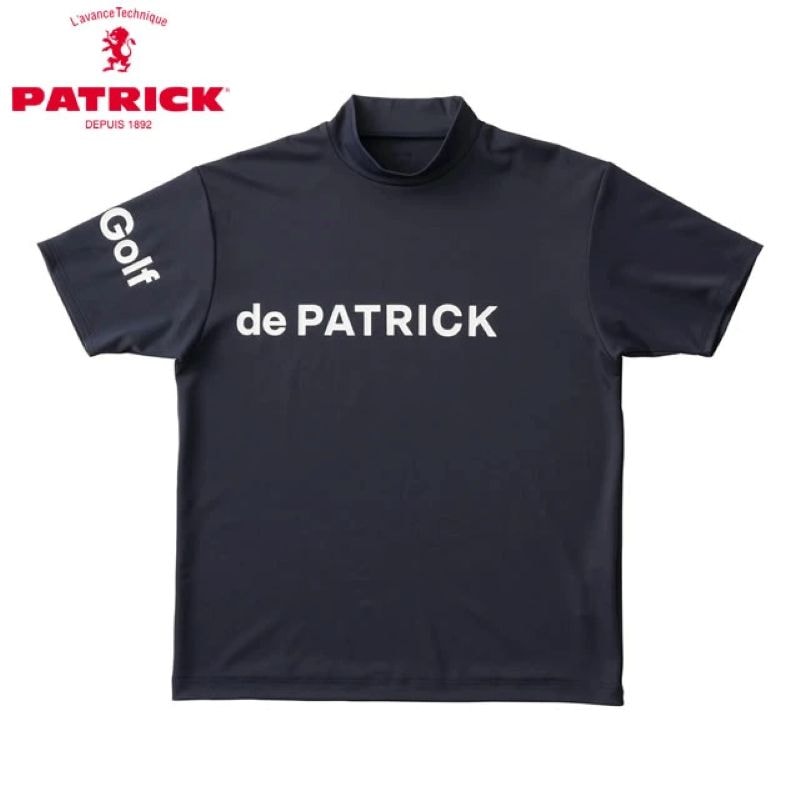 PATRICK GOLF パトリック ゴルフ メンズ ベアスムースロゴプリントモックネック NVY ネイビー 半袖シャツ ショートスリーブ 接触冷感 UVカット【返品交換送料無料】