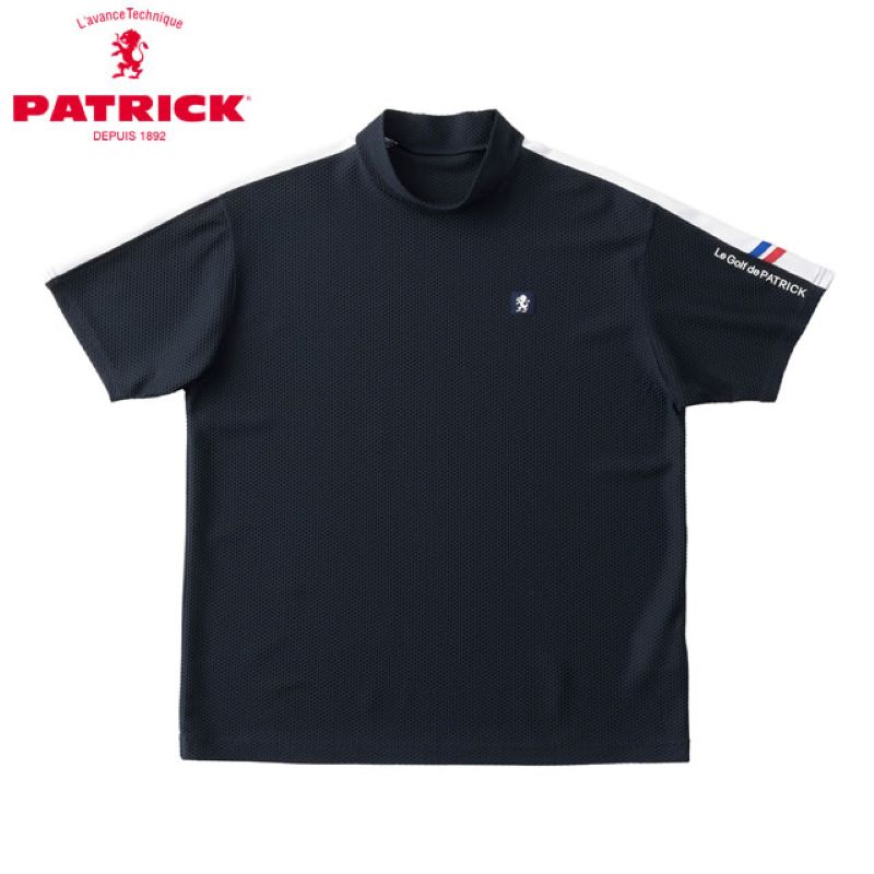 PATRICK GOLF パトリック ゴルフ メンズ プラスリッチメッシュモックネック NVY ネイビー 半袖シャツ ショートスリーブ 吸汗速乾 UVカット【返品交換送料無料】