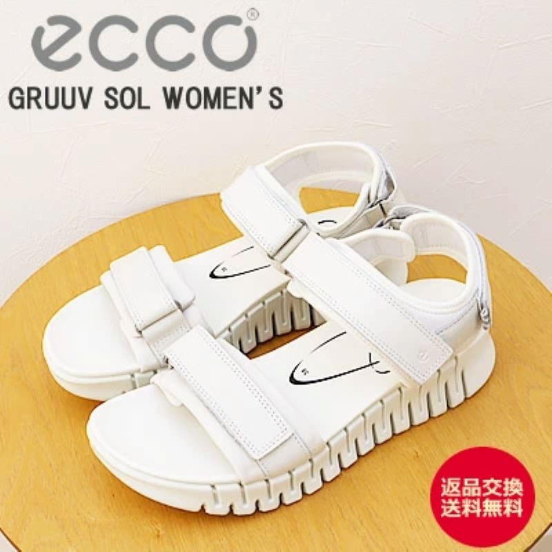 ECCO ホワイト ストラップサンダル ECCO エコー GRUUV SOL WOMEN'S グルーブ ソル ウィメンズ WHITE