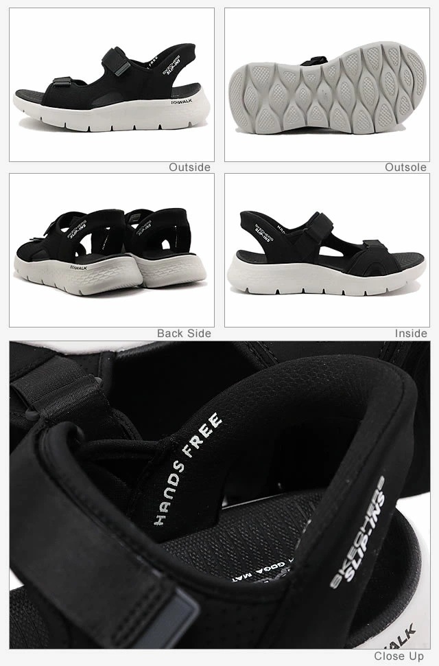 SKECHERS HANDS FREE SLIP-INS ブラックサンダル SKECHERS スケッチャーズ サンダル レディース 黒 ブラック 白色