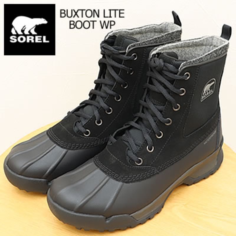 SOREL ソレル BUXTON LITE BOOT WP バクストンライト ブーツ ウォータープルーフ Black, Black ブラック,ブラック ウィンター 防水 メンズ SOREL ソレル BUXTON LITE BOOT WP バクストンライト ブーツ
