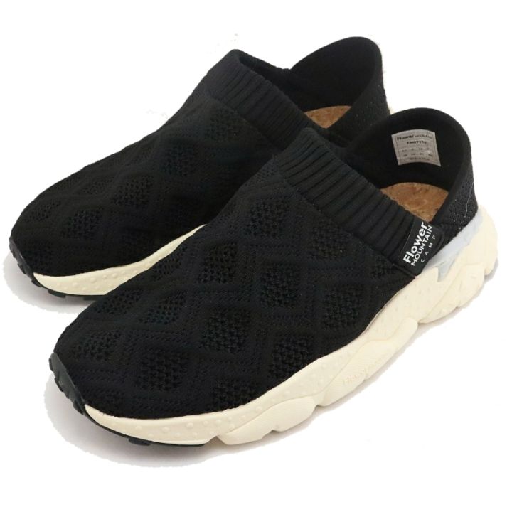 返品交換送料無料Flower MOUNTAIN フラワー マウンテン CAMP KNIT キャンプ ニット BLACK ブラック スリップオン スリッポン 靴  シューズ Flower MOUNTAIN フラワー マウンテン CAMP KNIT キャンプ ニット