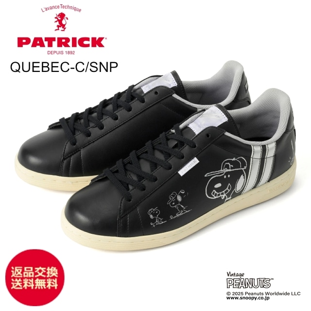 PATRICK パトリック QUEBEC-C/SNP ケベック・カップ/スヌーピー  BLK ブラック スニーカー スパイクレス ゴルフシューズ 日本製 PEANUT ピーナッツ SNOOPY ギフト プレゼント 贈り物【返品交換送料無料】