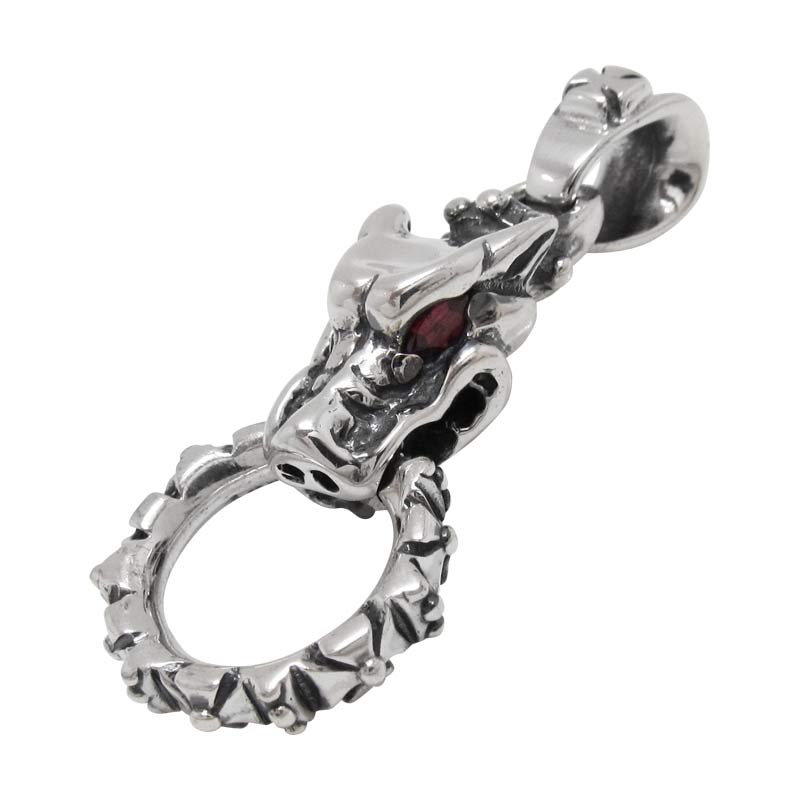 GARGOYLE PENDANT WITH CROSS BALE AND FORMEE RING WITH STONE EYES