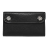 LARGE 3-FOLD - CROSS WALLET - BLACK LEATHER WITH RED FROG INLAY