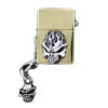 BRASS ZIPPO LIGHTER WITH FLAME SKULL AND SPEED SKULL HANDLE