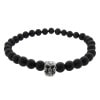 STONE WITH LILG SKULL BEAD BRACELET (6mm ONYX)