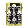 BRASS ZIPPO LIGHTER WITH SILVER SATCKED SKULLS