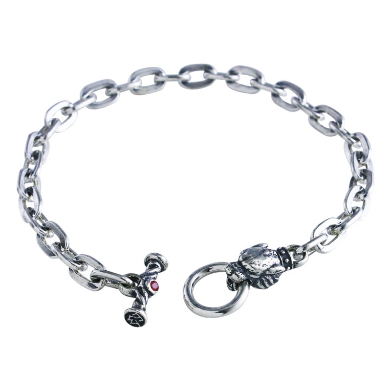 SABOR TOOTH CHARM OVAL LINK BRACELET (CZ T-BAR
