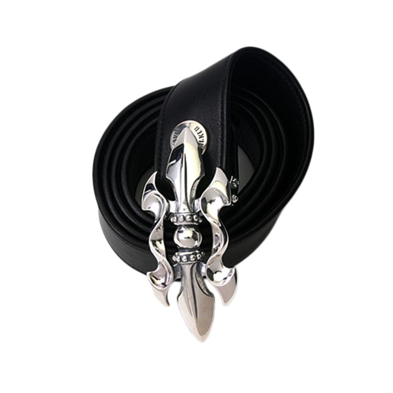 1.25inch BLACK LEATHER BELT WITH TW SNAP | ベルトバックル