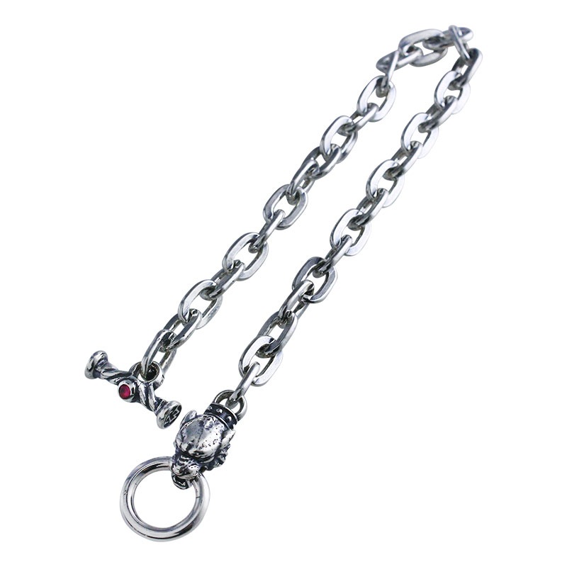 SABOR TOOTH CHARM OVAL LINK BRACELET (CZ T-BAR) | ブレスレット