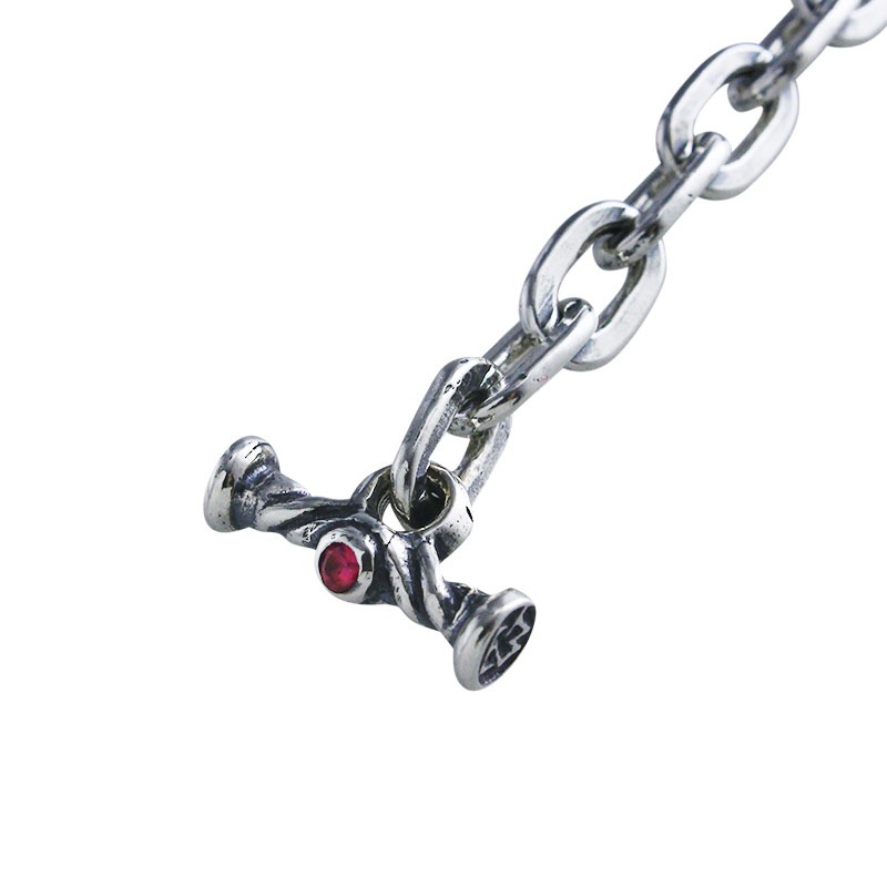 SABOR TOOTH CHARM OVAL LINK BRACELET (CZ T-BAR) | ブレスレット