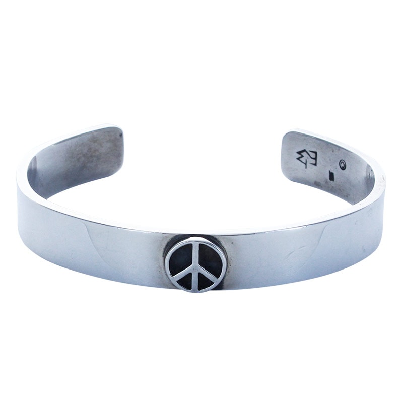 SILVER BANGLE 10mm WITH 1 SILVER SMALL PEACE | ブレスレット